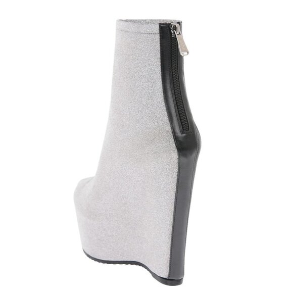 Balmain Eva 15cm Glitter Lightning Wedge Bootie Silver Size: 38 / 7.5 – 8 NIB - Picture 3 of 4